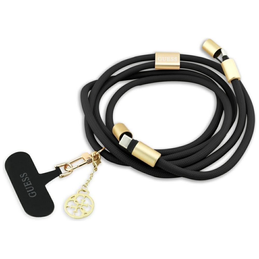 Guess "CBDY 4G Charm" eredeti töltő- és adatkábel, valamint telefonpánt USB-C–USB-C – 1,5 m – fekete