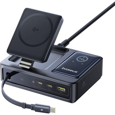 Vezeték nélküli töltőállomás Baseus "Digital LED Dual" 20W FOD védelemmel QI támogatott készülékekhez - fekete