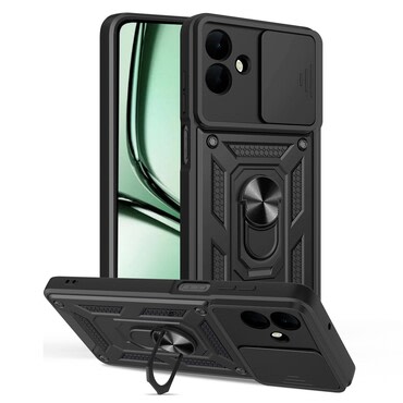 Strapabíró tok "MaX-Armor" gyűrűvel, fém lappal és hátsó kamera védelemmel Samsung Galaxy A07 készülékekhez - army black