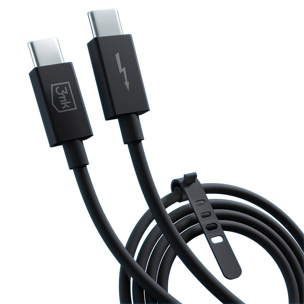 USB-C – USB-C kábel 3mk "Hyper Thunderbolt 3" adat- és videókábel USB 4.0-val, 240W teljesítménnyel, 40 Gbps sebességgel és 8K felbontás támogatással – 1 m – fekete