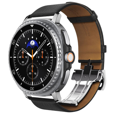 Prémium bőrszíj Spigen Enzo Samsung Galaxy Watch8 40mm / Watch8 44mm / Watch8 Classic 46mm - fekete
