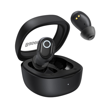 Vezeték nélküli fülhallgató Baseus "Bowie WM02" Bluetooth 5.3-mal és 25 órás akkumulátorral - fekete Vezeték nélküli fülhallgató Baseus "Bowie WM02" Bluetooth 5.3-mal és 25 órás akkumulátorral - fekete