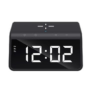 Vezeték nélküli 6 az 1-ben töltőállomás Havit "W320" minden Qi-kompatibilis készülékhez, ébresztőórával, vezetékes töltéssel, órával, RGB éjjeli fénnyel és modern dizájnnal – 15W – fekete