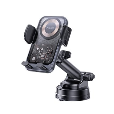 Autós tartó Yesido "C307" elektromos zárással, 15W vezeték nélküli gyorstöltéssel és 360°-os forgatással – átlátszó