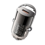 Yesido "Y67" autós töltő PD 45W gyors töltéssel, USB-C bemenettel és alumínium házzal - fekete