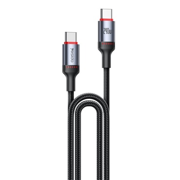 240W gyors töltő és adatátviteli USB-C kábel Yesido CA185 - 1.2 m - fekete