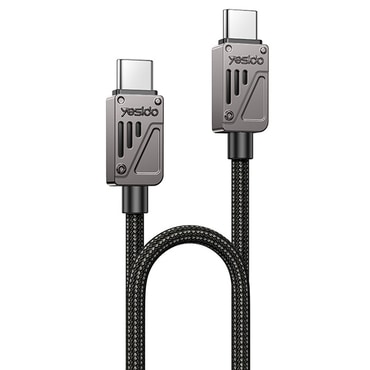 Yesido „CA196” USB-C – USB-C fonott töltő- és adatkábel, 60W, 480 Mbps, 1.2 m – fekete