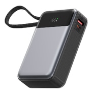 Acefast M21 20000 mAh power bank PD 65W gyorstöltéssel, beépített kábellel és digitális kijelzővel - ezüst