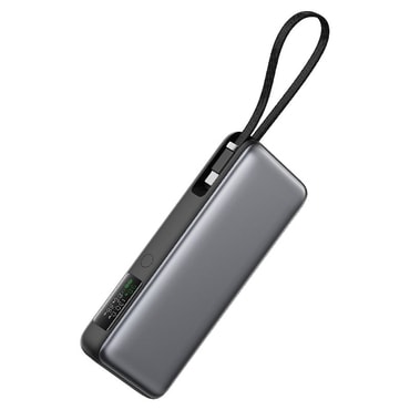 Acefast M22 power bank 20000 mAh kapacitással, PD130W gyorstöltéssel, 2x USB-C és 1x USB-A kimenettel, valamint beépített USB-C kábellel - szürke