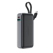Acefast M7 power bank 10000 mAh kapacitással, beépített USB-C kábellel, LED jelzővel és 30W gyorstöltéssel - fekete