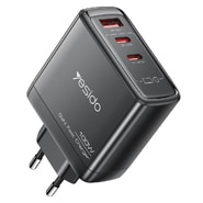Yesido „YC142” 100W GaN fali töltő gyorstöltéssel, 2× USB-C és 1× USB-A porttal – fekete