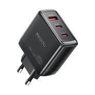 Yesido „YC144C” 65W GaN fali töltő gyorstöltéssel, 2× USB-C és 1× USB-A porttal, 1 m-es USB-C kábellel – fekete