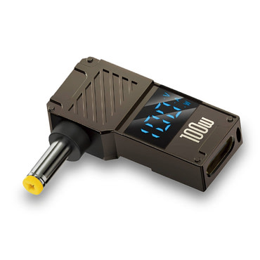 Techsuit "LaptopPlugX" adapter laptopokhoz DC-ről USB-C-re, 100W, LED kijelzővel - fekete