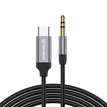 USB-C – 3.5 mm jack adapter Techsuit "AC11" DAC-kal – 0.5 m – szürke