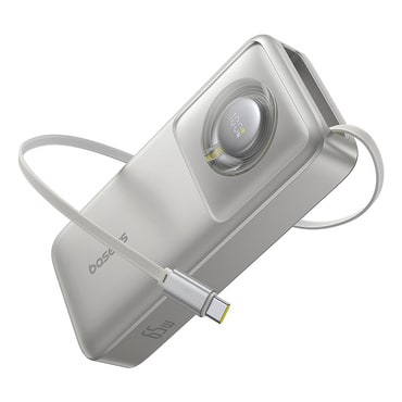 Power bank Baseus "Free2Pull" s jednim USB-C izlazom i ugrađenim izvlačnim USB-C kabelom, 65W - 20000 mAh - sivi