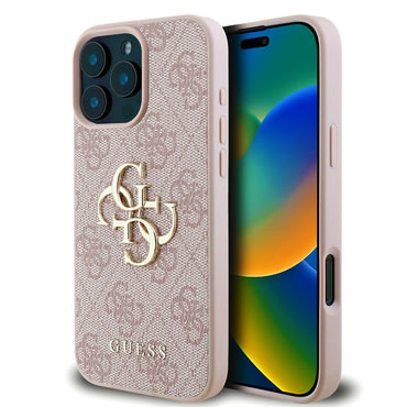 Eredeti kemény TPU tok Guess "4G Big Metal Logo" iPhone 16 Pro készülékekhez - barna
