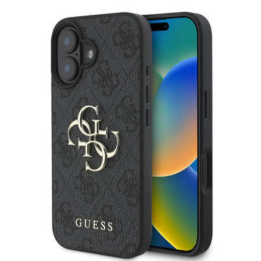 Eredeti kemény TPU tok Guess "4G Big Metal Logo" iPhone 16 készülékekhez - barna