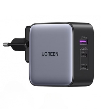 Fali töltő Ugreen CD296 65W 1x USB-A és 2x USB-C kimenettel, GaN technológia – szürke