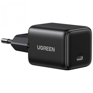 Fali töltő Ugreen X512 20W USB-C PD gyorstöltéssel, GaN technológia – fekete