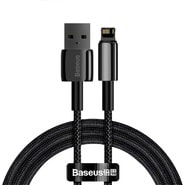 Fonott 20W USB-A → Lightning töltő- és adatkábel Baseus "Tungsten Gold" – 2 m – fekete