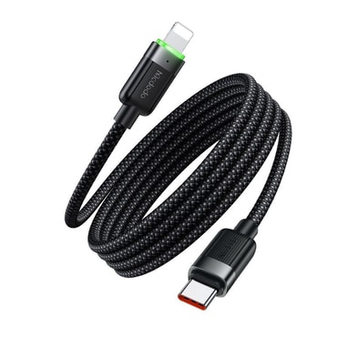 Fonott 36W USB-C → Lightning McDodo "CA-2010" töltő- és adatkábel mágneses feltekeréssel – 1,2 m – fekete
