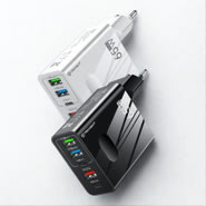 Fali töltőadapter Techsuit PentaXPower "CHC1" 65W, öt kimenettel (3× USB + 2× USB-C PD) és GaN technológiával