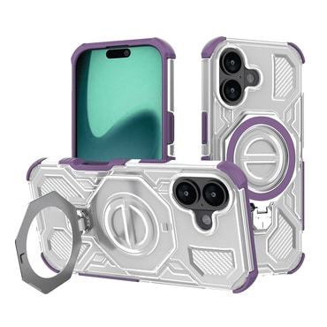 Hibrid tok "Carbon Shield Pro" iPhone 16 készülékekhez - purple transparent