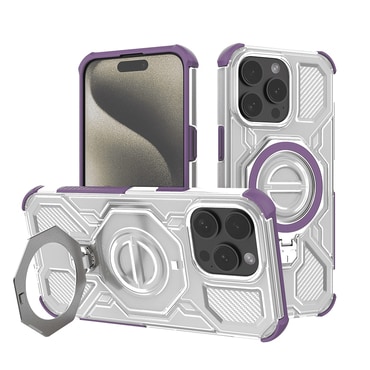 Hibrid tok "Carbon Shield Pro" iPhone 15 Pro készülékekhez - purple transparent