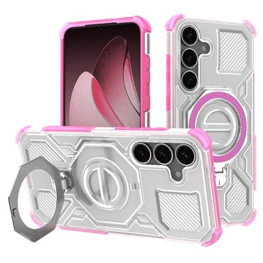 Hibrid tok "Carbon Shield Pro" Samsung Galaxy S25 készülékekhez - pink transparent