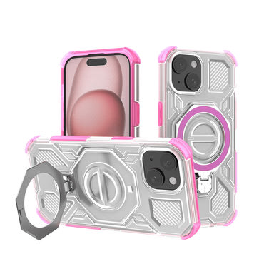 Hibrid tok "Carbon Shield Pro" iPhone 15 készülékekhez - pink transparent