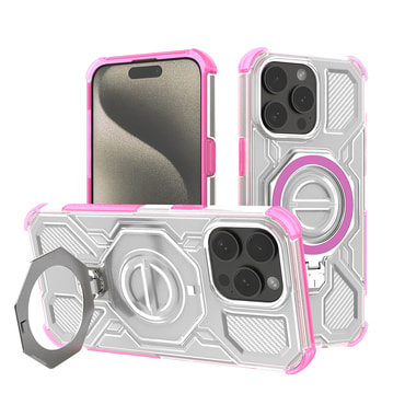 Hibrid tok "Carbon Shield Pro" iPhone 15 Pro Max készülékekhez - pink transparent