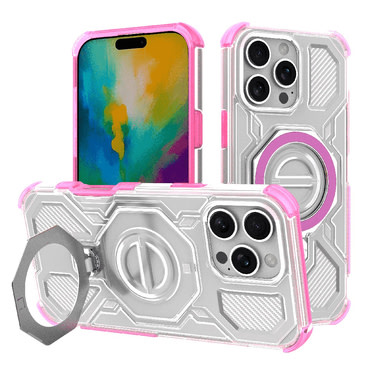 Hibrid tok "Carbon Shield Pro" iPhone 16 Pro készülékekhez - pink transparent
