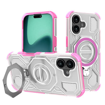 Hibrid tok "Carbon Shield Pro" iPhone 17 készülékekhez - pink transparent
