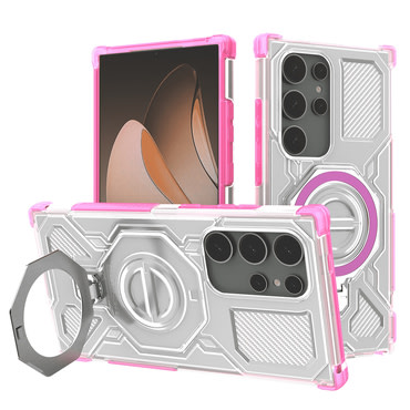 Hibrid tok "Carbon Shield Pro" Samsung Galaxy S24 Ultra készülékekhez - pink transparent