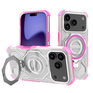 Hibrid tok "Carbon Shield Pro" iPhone 17 Pro készülékekhez - pink transparent