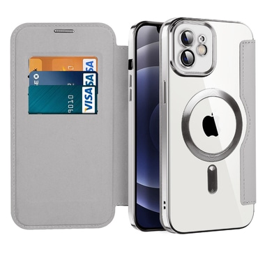 Nyitható tok "SmartMag Book" MagSafe technológiával és RFID pénztárcával iPhone 12 készülékekhez - gray