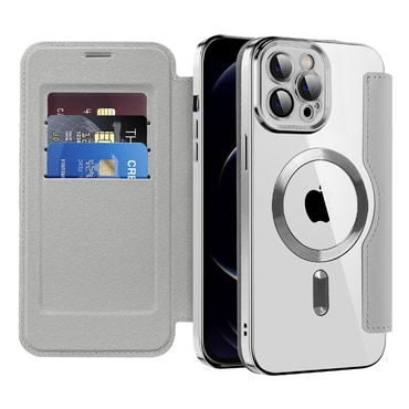 Nyitható tok "SmartMag Book" MagSafe technológiával és RFID pénztárcával iPhone 12 Pro Max készülékekhez - gray