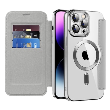 Nyitható tok "SmartMag Book" MagSafe technológiával és RFID pénztárcával iPhone 14 Pro Max készülékekhez - gray