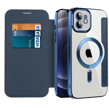 Nyitható tok "SmartMag Book" MagSafe technológiával és RFID pénztárcával iPhone 12 készülékekhez - blue