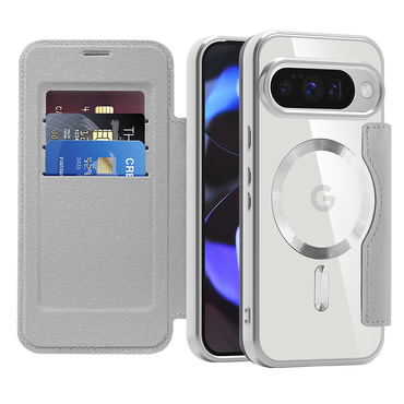 Nyitható tok "SmartMag Book" MagSafe technológiával és RFID pénztárcával Google Pixel 10 / 10 Pro készülékekhez - gray