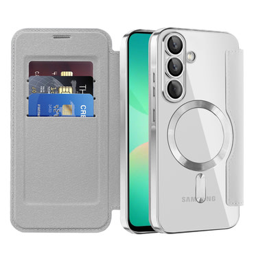 Nyitható tok "SmartMag Book" MagSafe technológiával és RFID pénztárcával Samsung Galaxy A26 készülékekhez - gray