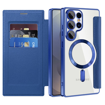 Nyitható tok "SmartMag Book" MagSafe technológiával és RFID pénztárcával Samsung Galaxy S25 Ultra készülékekhez - blue