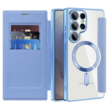 Nyitható tok "SmartMag Book" MagSafe technológiával és RFID pénztárcával Samsung Galaxy S25 Ultra készülékekhez - light blue