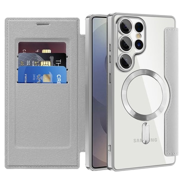 Nyitható tok "SmartMag Book" MagSafe technológiával és RFID pénztárcával Samsung Galaxy S25 Ultra készülékekhez - gray