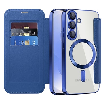 Nyitható tok "SmartMag Book" MagSafe technológiával és RFID pénztárcával Samsung Galaxy S25 Plus készülékekhez - blue