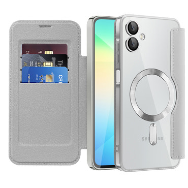 Nyitható tok "SmartMag Book" MagSafe technológiával és RFID pénztárcával Samsung Galaxy A06 készülékekhez - gray
