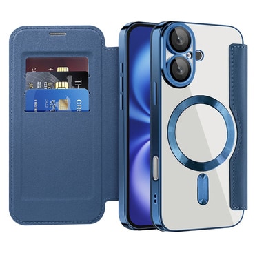 Nyitható tok "SmartMag Book" MagSafe technológiával és RFID pénztárcával iPhone 16 készülékekhez - blue