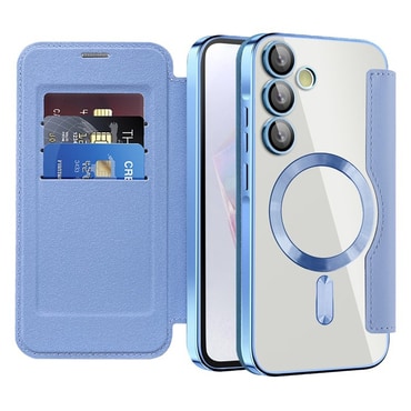 Nyitható tok "SmartMag Book" MagSafe technológiával és RFID pénztárcával Samsung Galaxy A35 készülékekhez - light blue