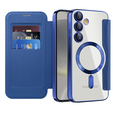 Nyitható tok "SmartMag Book" MagSafe technológiával és RFID pénztárcával Samsung Galaxy S24 készülékekhez - blue