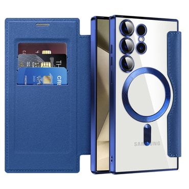 Nyitható tok "SmartMag Book" MagSafe technológiával és RFID pénztárcával Samsung Galaxy S24 Ultra készülékekhez - blue